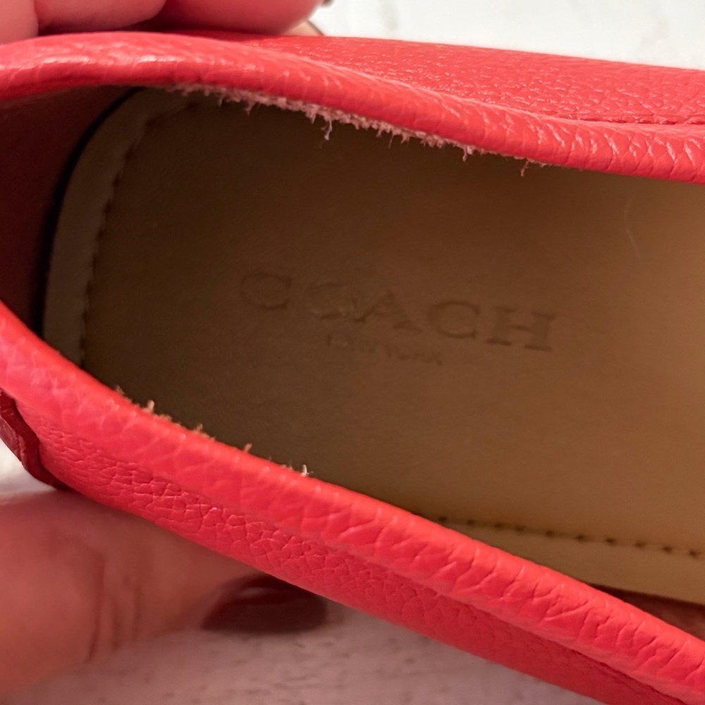 Coach Opal Pebbled Leather Loafers size 7.5 Coral Salmon Slip On Shoes - Picture 4 of 13